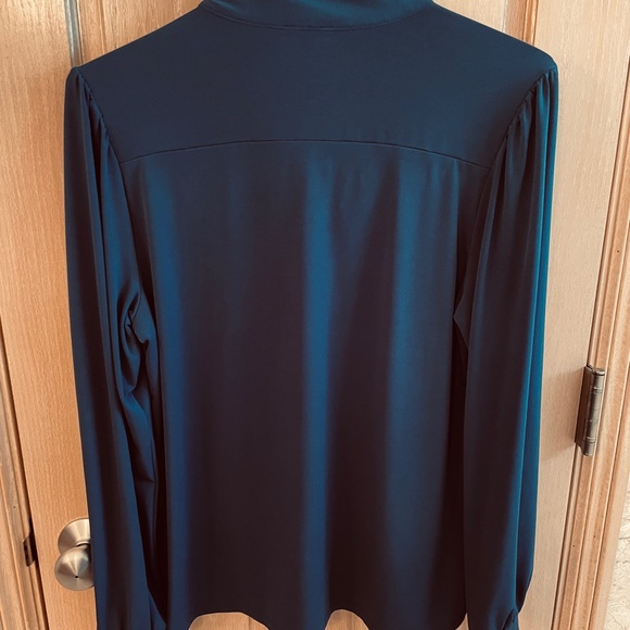Ann Taylor Teal Bow-Tie Long-Sleeve Blouse - Picture 6 of 10